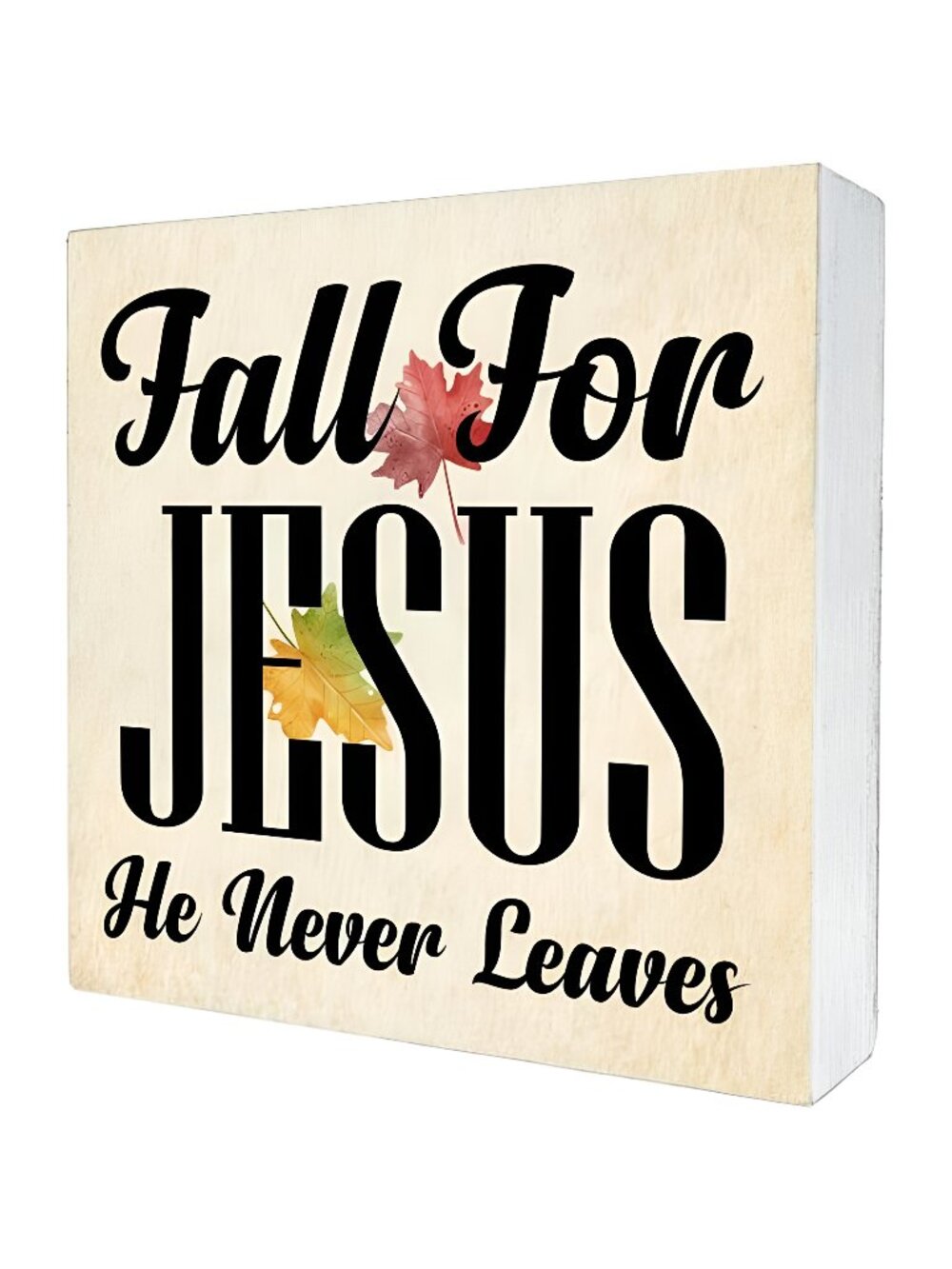 Fall Wooden Sign Farmhouse Autumn Wood Box Sign Fall for Jesus He Never Leaves